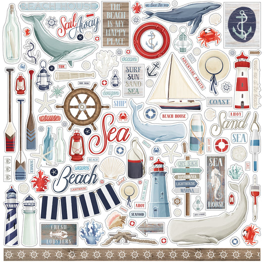 By The Sea Cardstock Stickers 12"X12"-Elements