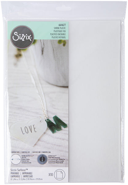 Sizzix Surfacez Shrink Plastic 8.5"X11" 10/Pkg-Printable