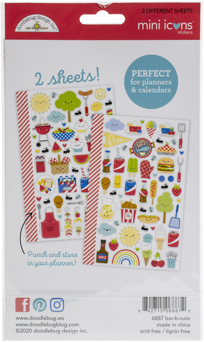 Dooblebug Mini Cardstock Stickers 2/Pkg-Bar-B-Cute Icons