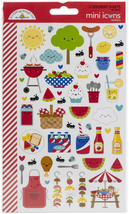 Dooblebug Mini Cardstock Stickers 2/Pkg-Bar-B-Cute Icons