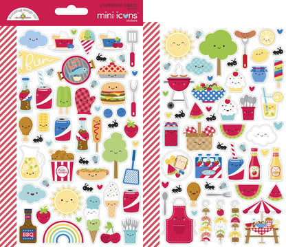 Dooblebug Mini Cardstock Stickers 2/Pkg-Bar-B-Cute Icons