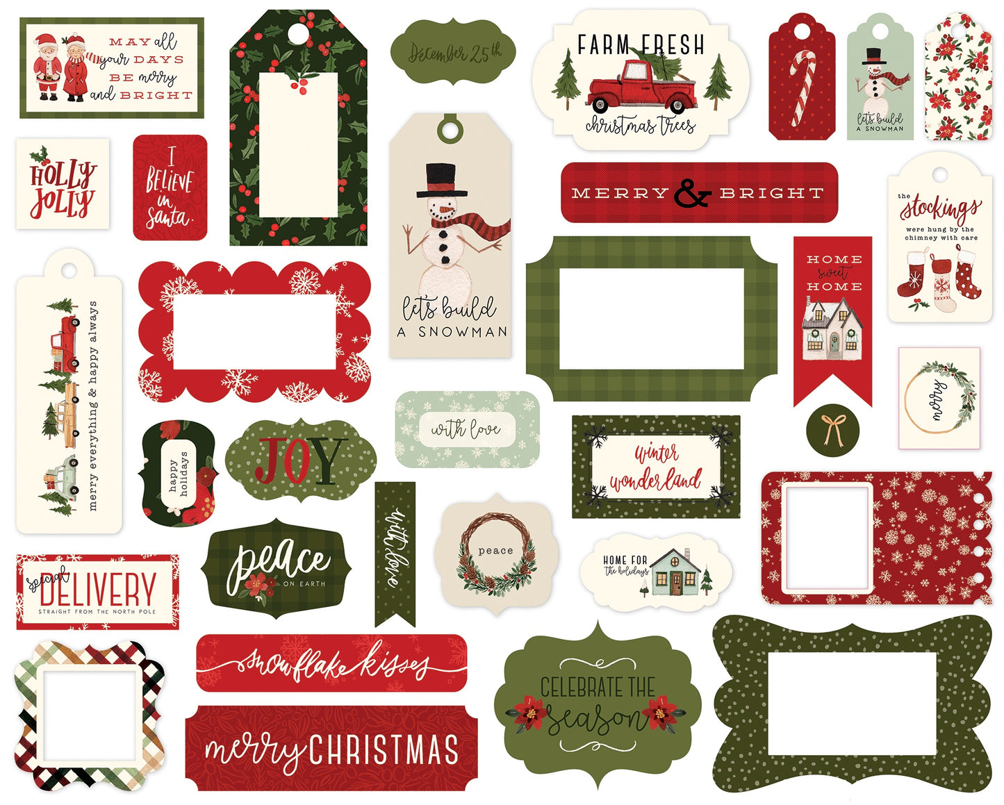 Carta Bella Cardstock Ephemera 33/Pkg-Frames & Tags, Hello Christmas