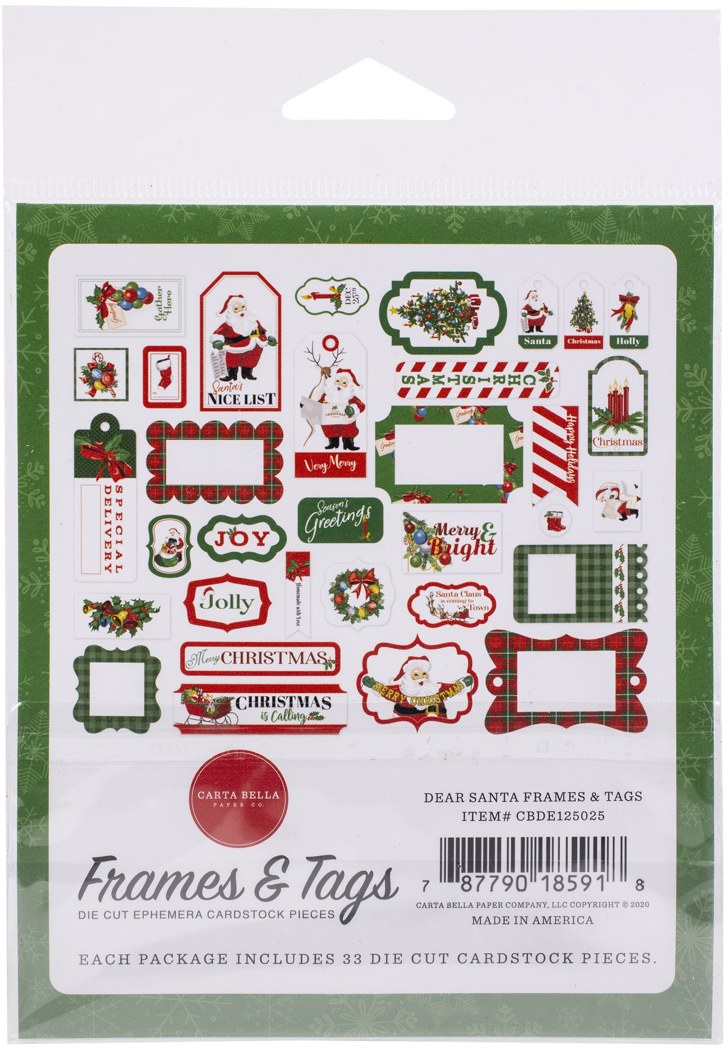 Carta Bella Cardstock Ephemera 33/Pkg-Frames & Tags, Dear Santa