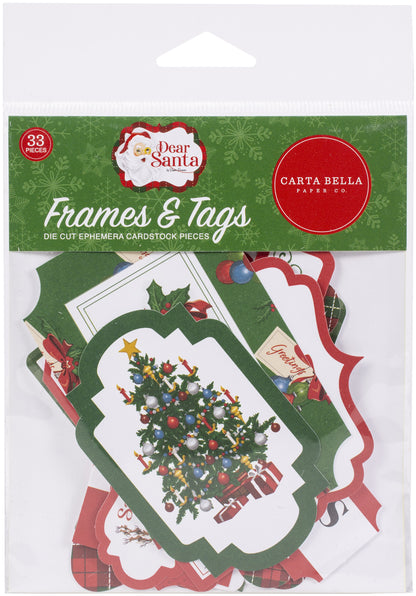 Carta Bella Cardstock Ephemera 33/Pkg-Frames & Tags, Dear Santa