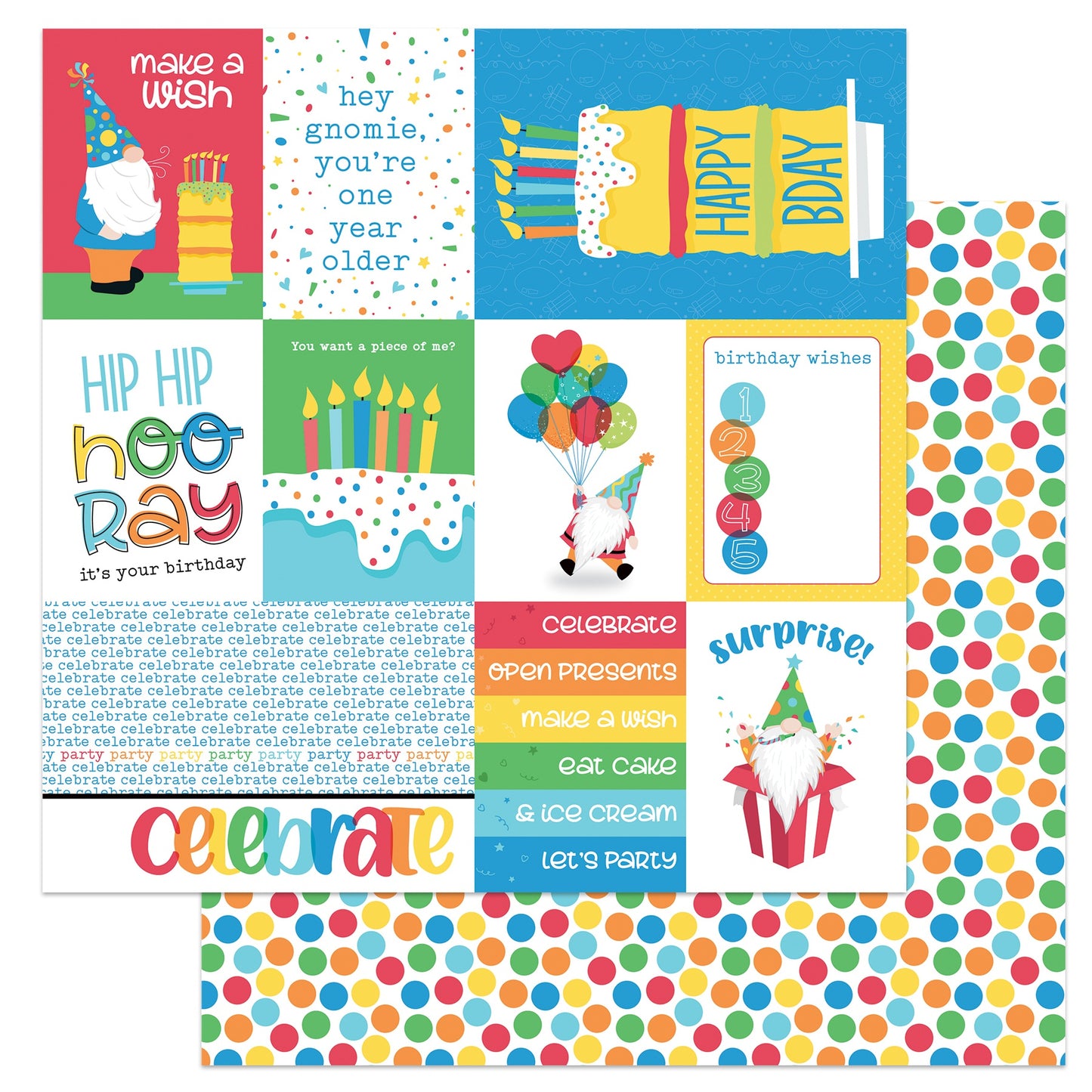 Norbert's Birthday Double-Sided Cardstock 12"X12"-Streamers