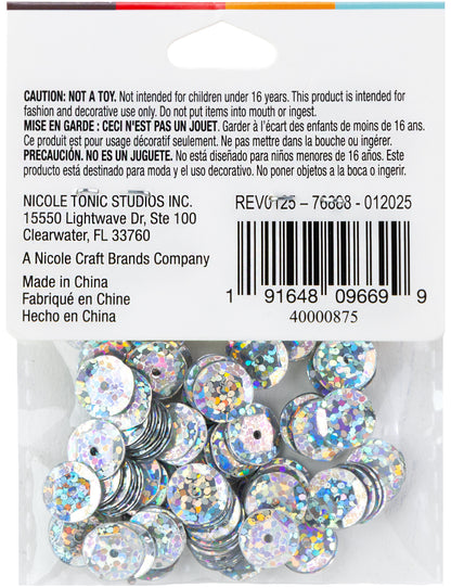 CousinDIY Cupped Sequins-Crystal Iridescent, 10mm 120/Pkg