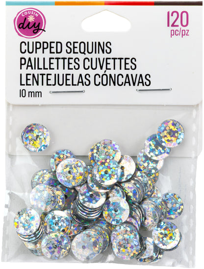 CousinDIY Cupped Sequins-Crystal Iridescent, 10mm 120/Pkg