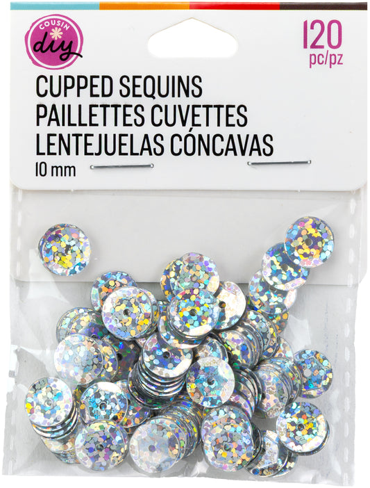 CousinDIY Cupped Sequins-Crystal Iridescent, 10mm 120/Pkg
