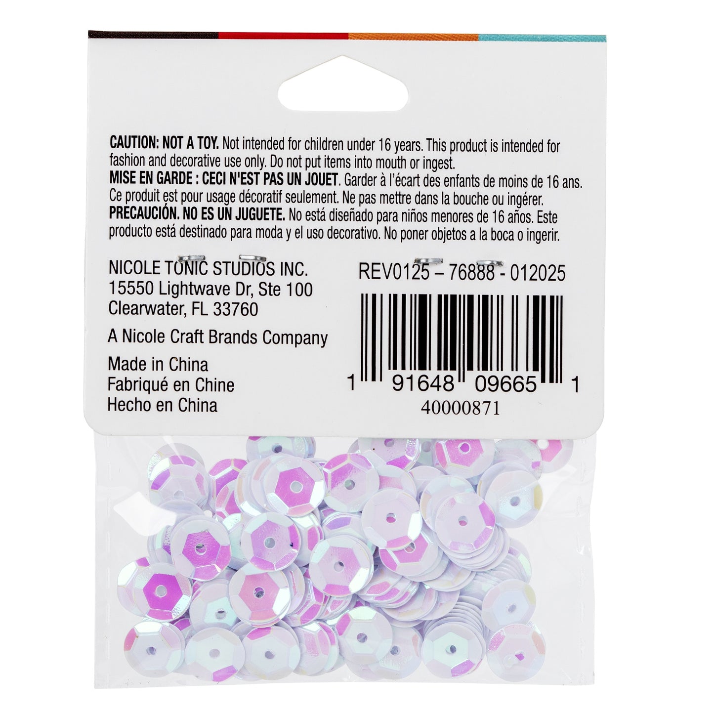CousinDIY Cupped Sequins-White Iridescent, 8mm 200/Pkg