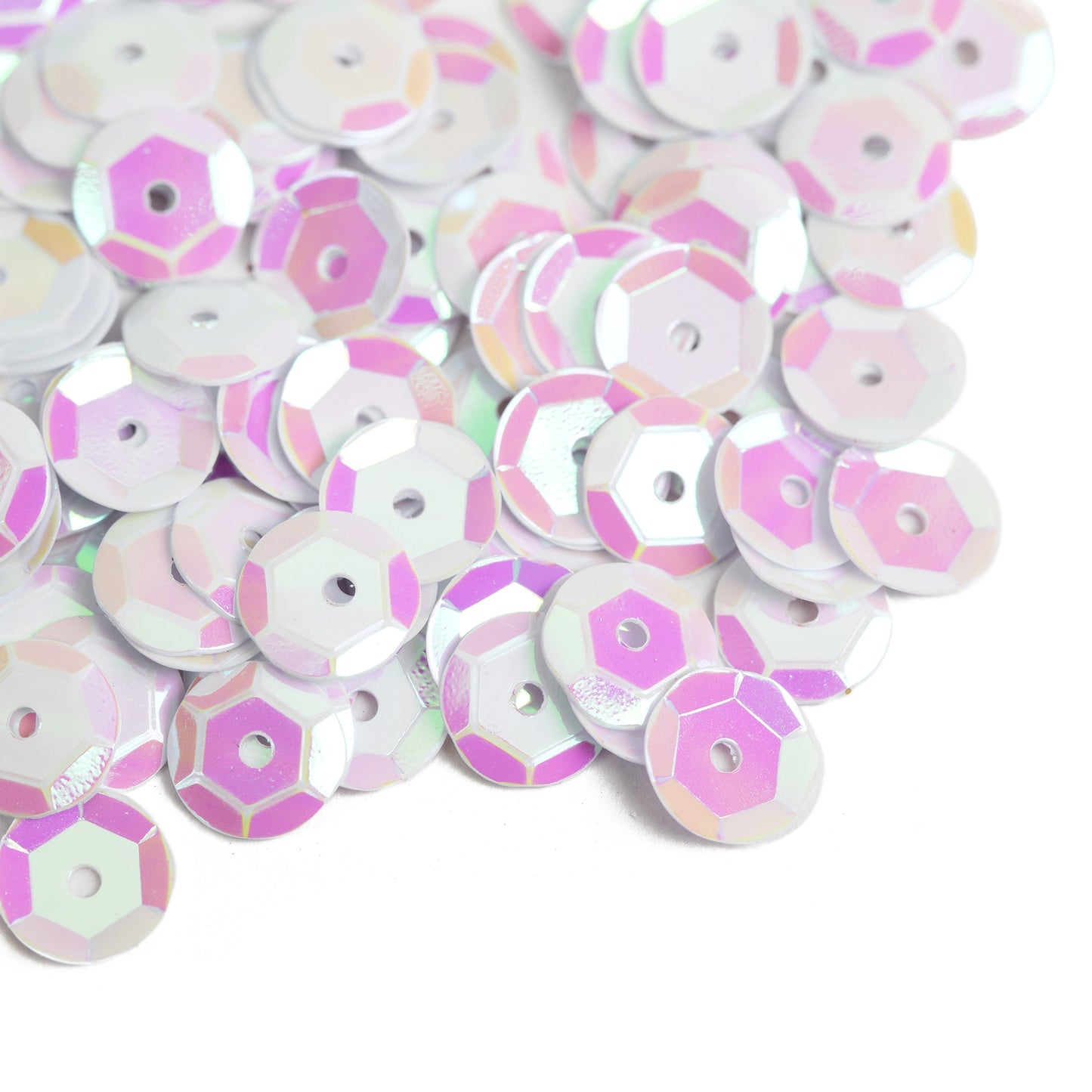 CousinDIY Cupped Sequins-White Iridescent, 8mm 200/Pkg