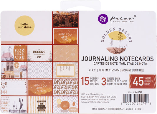 Golden Desert Journaling Cards 4"X6" 45/Pkg-15 Designs/3 Each