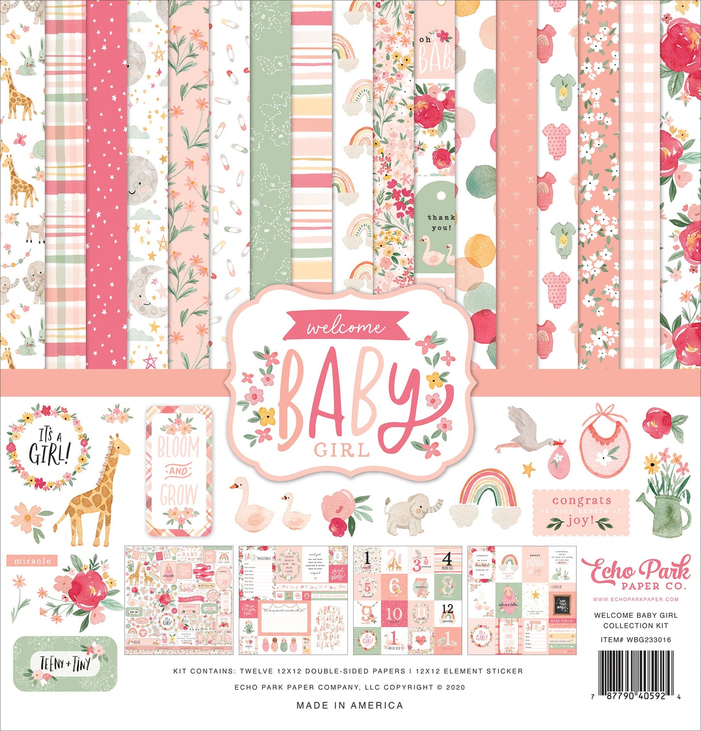 Echo Park Collection Kit 12"X12"-Welcome Baby Girl