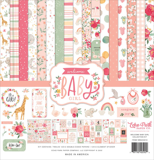 Echo Park Collection Kit 12"X12"-Welcome Baby Girl