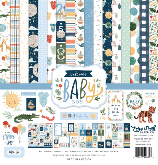 Echo Park Collection Kit 12"X12"-Welcome Baby Boy