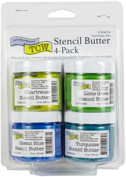 Crafter's Workshop Stencil Butter 2oz 4/Pkg-Carribean Sea