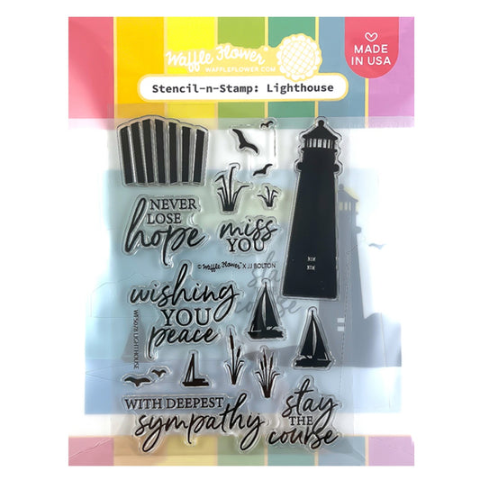 Waffle Flower Stencil-N-Stamp-Lighthouse