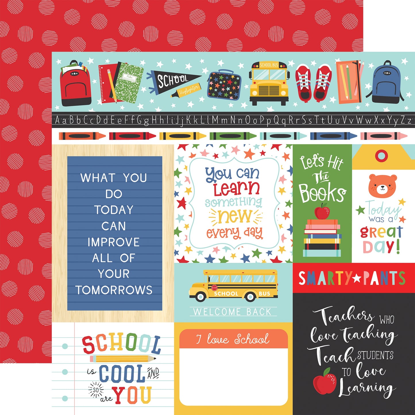 I Love School Double-Sided Cardstock 12"X12"-School Days