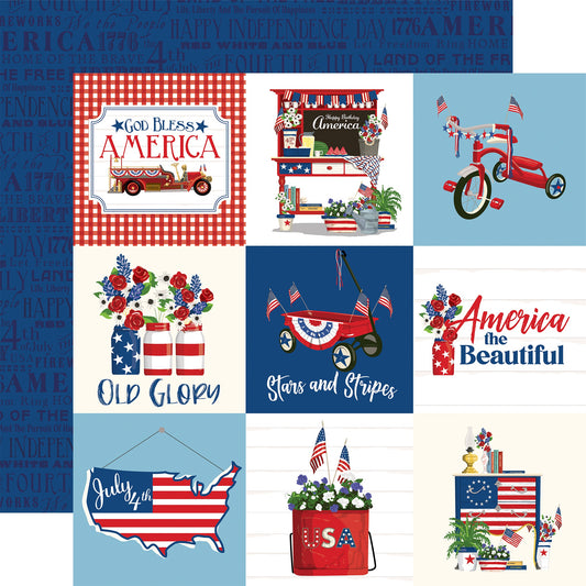 God Bless America Double-Sided Cardstock 12"X12"-Border Strips