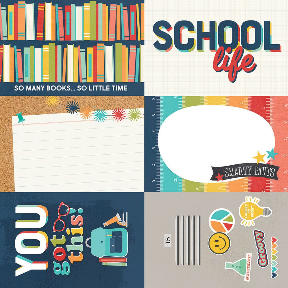 School Life Double-Sided Cardstock 12"X12"-4"X6" Elements