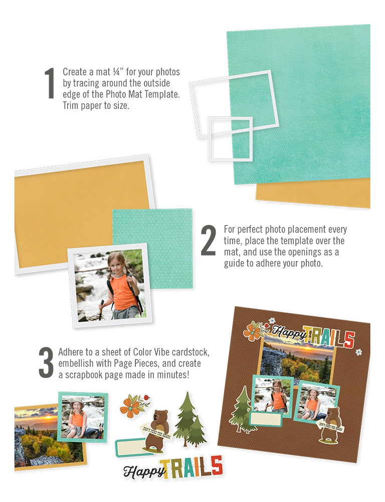 Simple Stories Simple Pages Photo Mat Templates 5/Pkg-2"X3", 3"X3", 3"X4", 4"X4" & 4"X6"