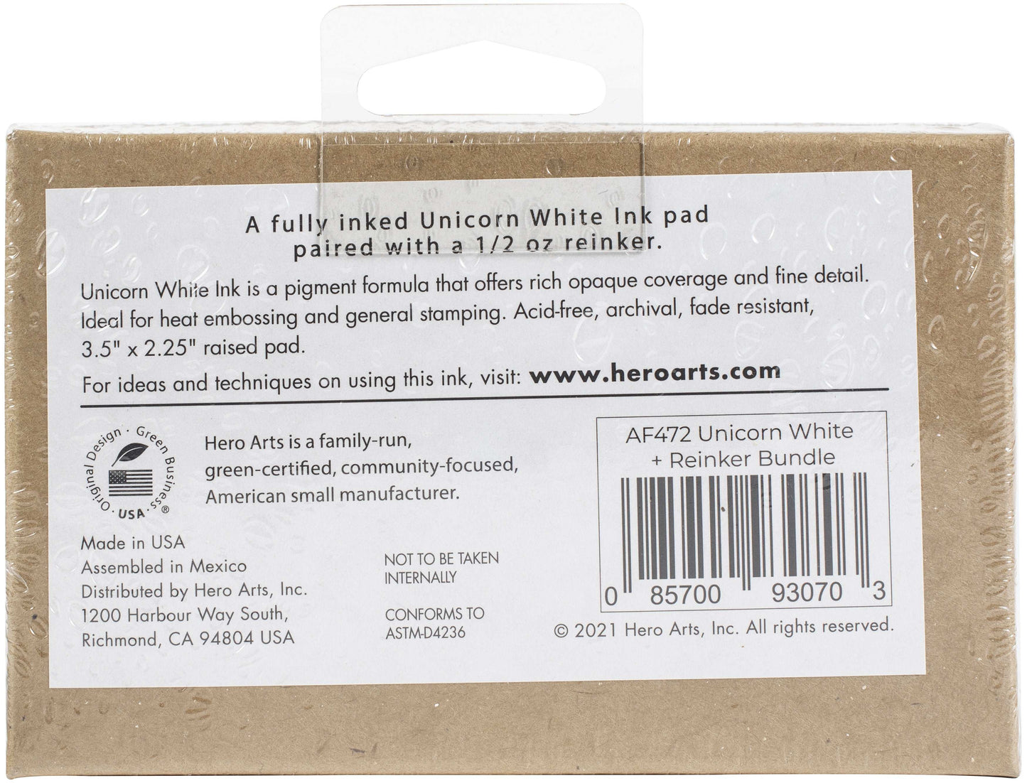 Hero Arts Pigment Ink Pad + Reinker Bundle-Unicorn White