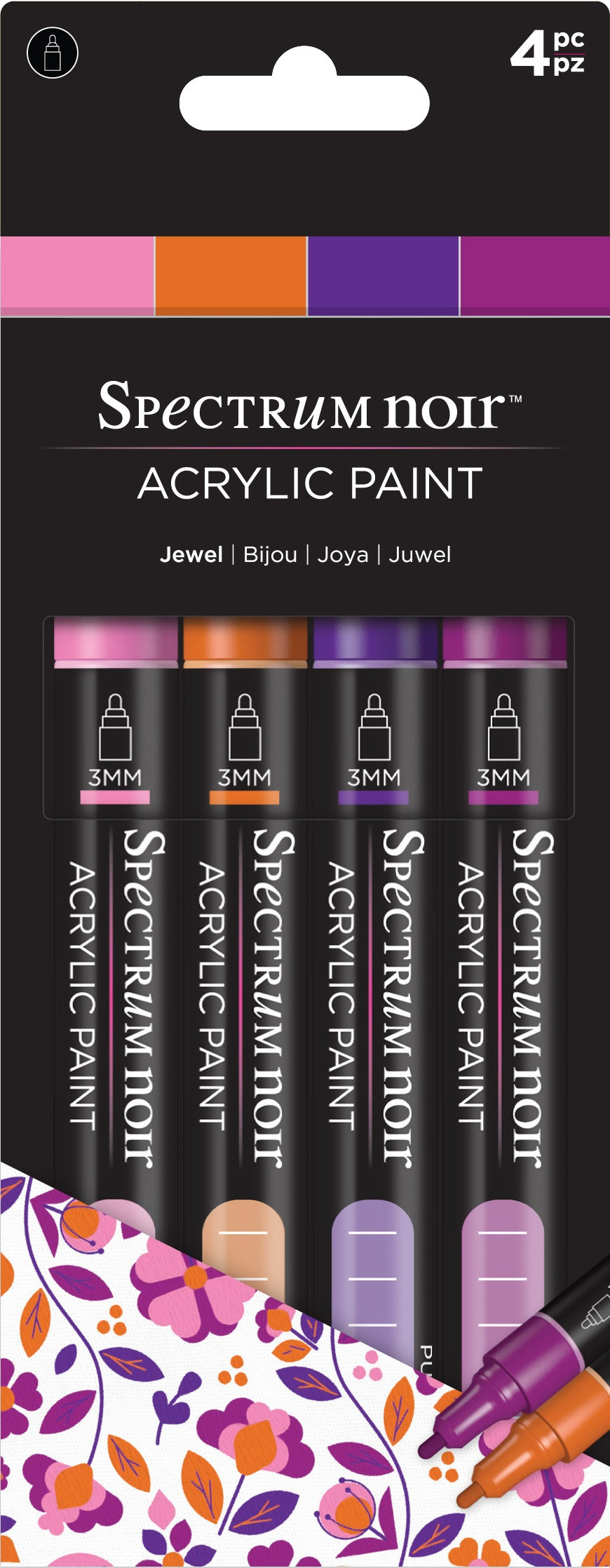 Spectrum Noir Acrylic Paint Marker Set 4/Pkg-Jewel