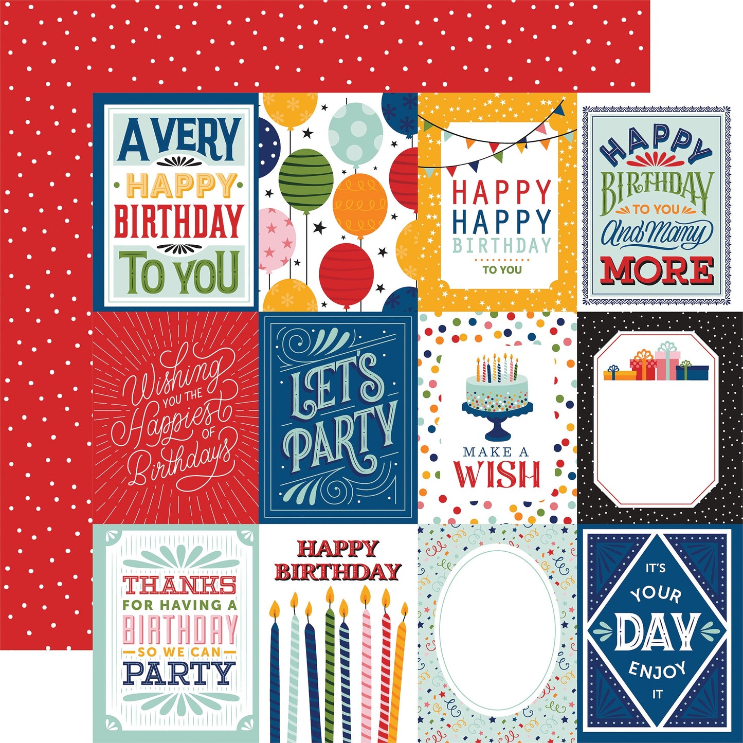 Birthday Salutations Double-Sided Cardstock 12"X12"-4"X6" Journaling Cards