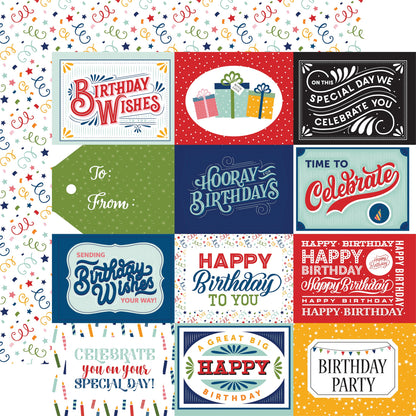 Birthday Salutations Double-Sided Cardstock 12"X12"-4"X6" Journaling Cards