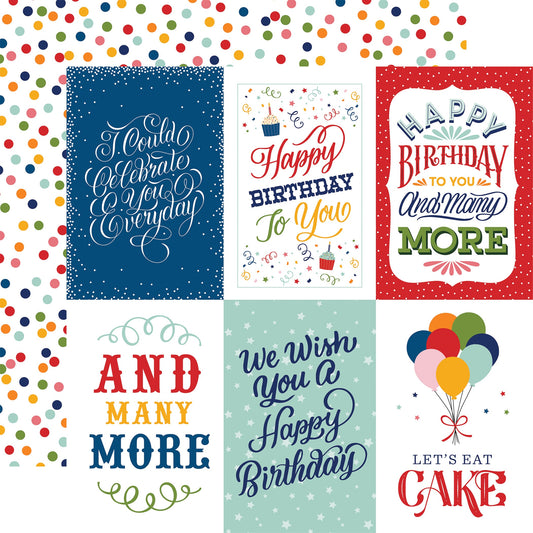 Birthday Salutations Double-Sided Cardstock 12"X12"-4"X6" Journaling Cards