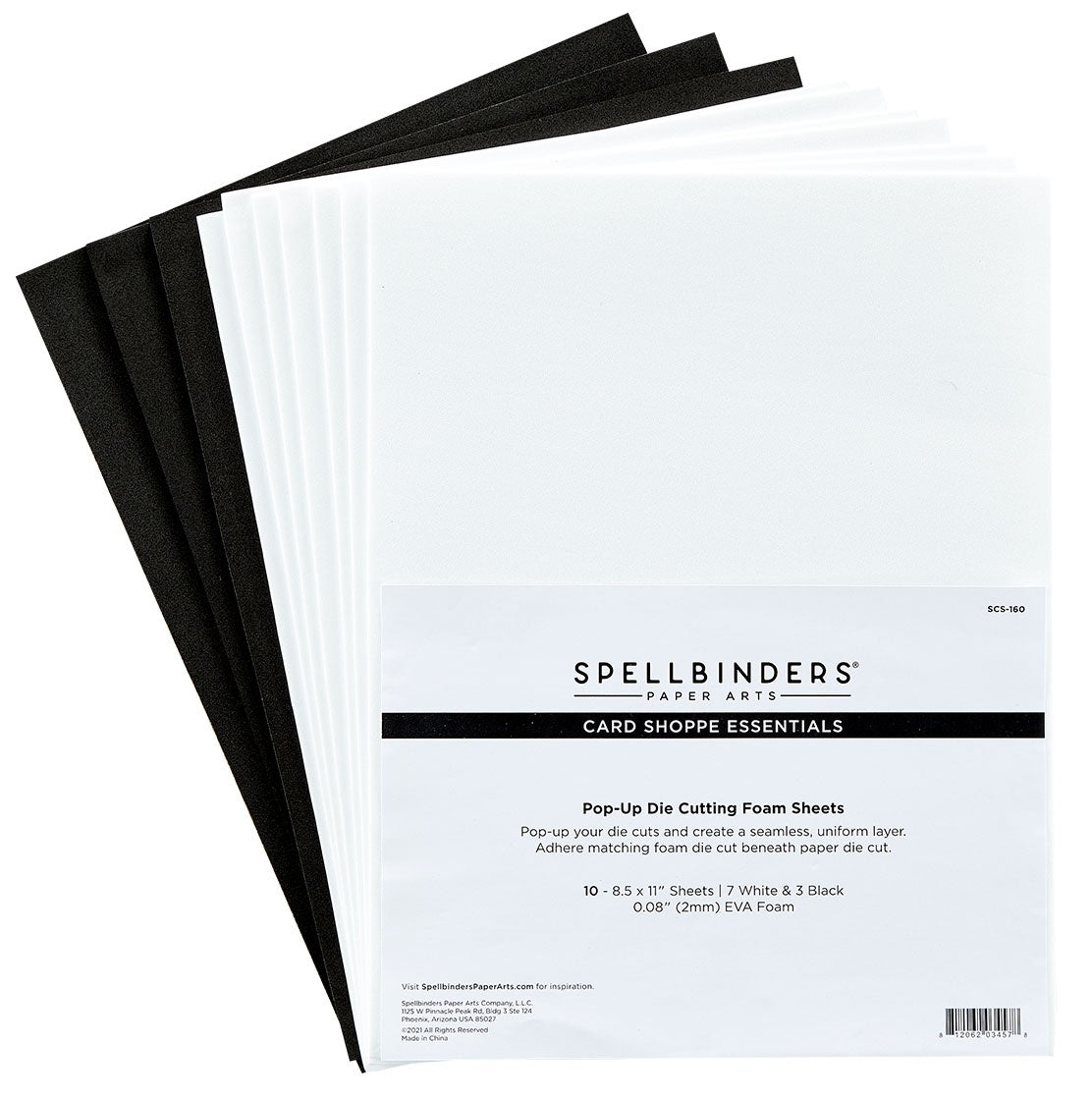 Spellbinders Card Shoppe Essentials Foam Sheets 8.5"X11"-(7) White, (3) Black