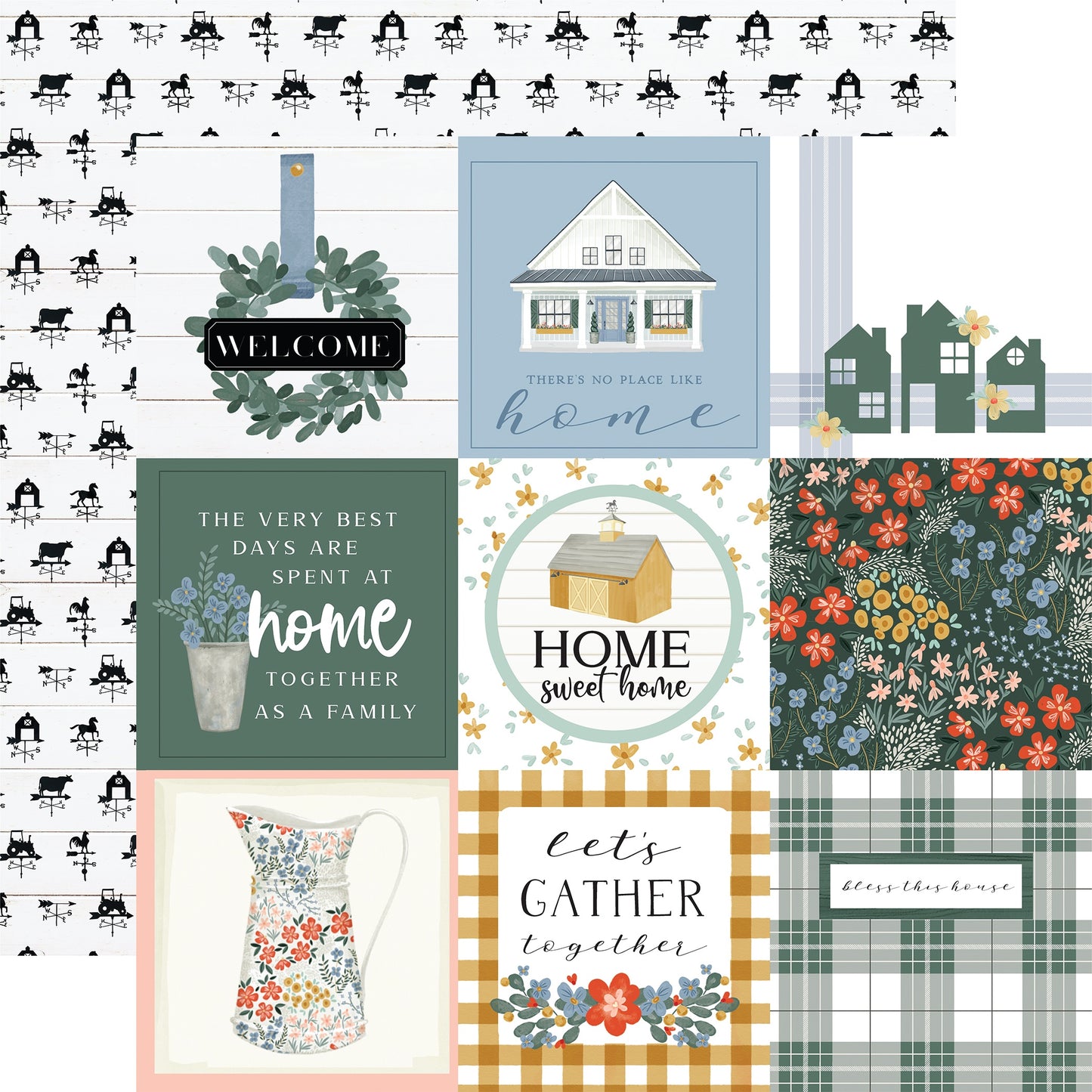 Farmhouse Summer Double-Sided Cardstock 12"X12"-6"X4" Journaling Cards