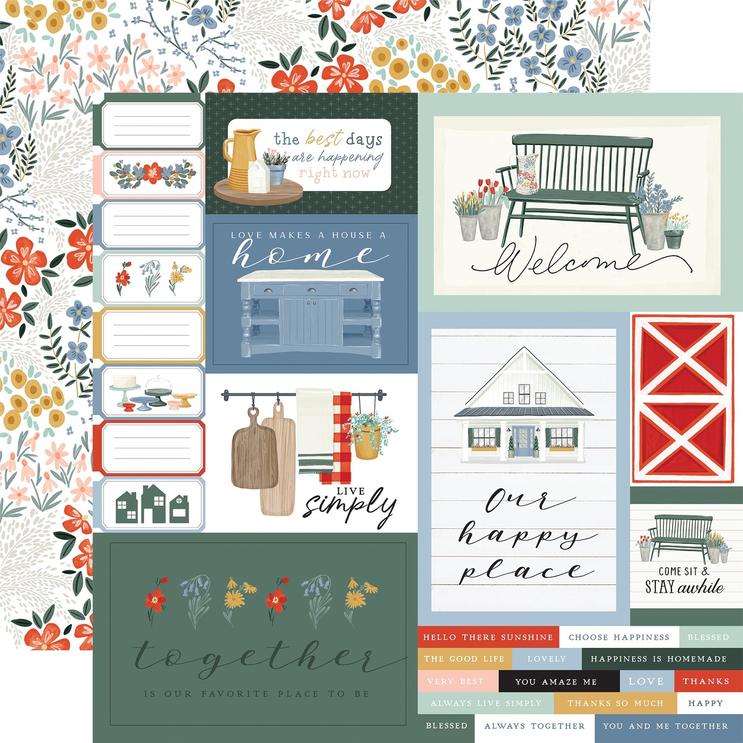 Farmhouse Summer Double-Sided Cardstock 12"X12"-6"X4" Journaling Cards