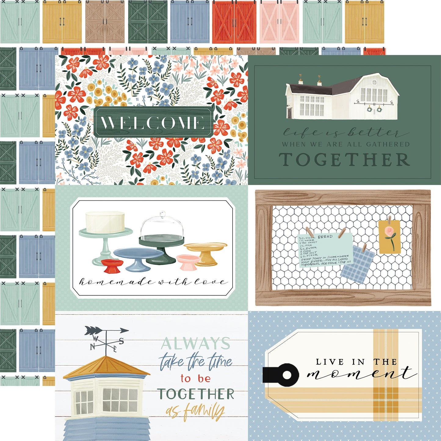 Farmhouse Summer Double-Sided Cardstock 12"X12"-6"X4" Journaling Cards