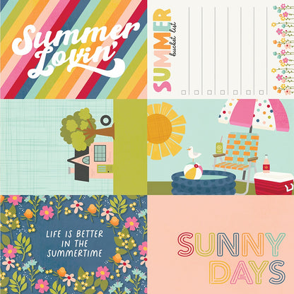 Summer Lovin' Double-Sided Cardstock 12"X12"-4"X6" Elements