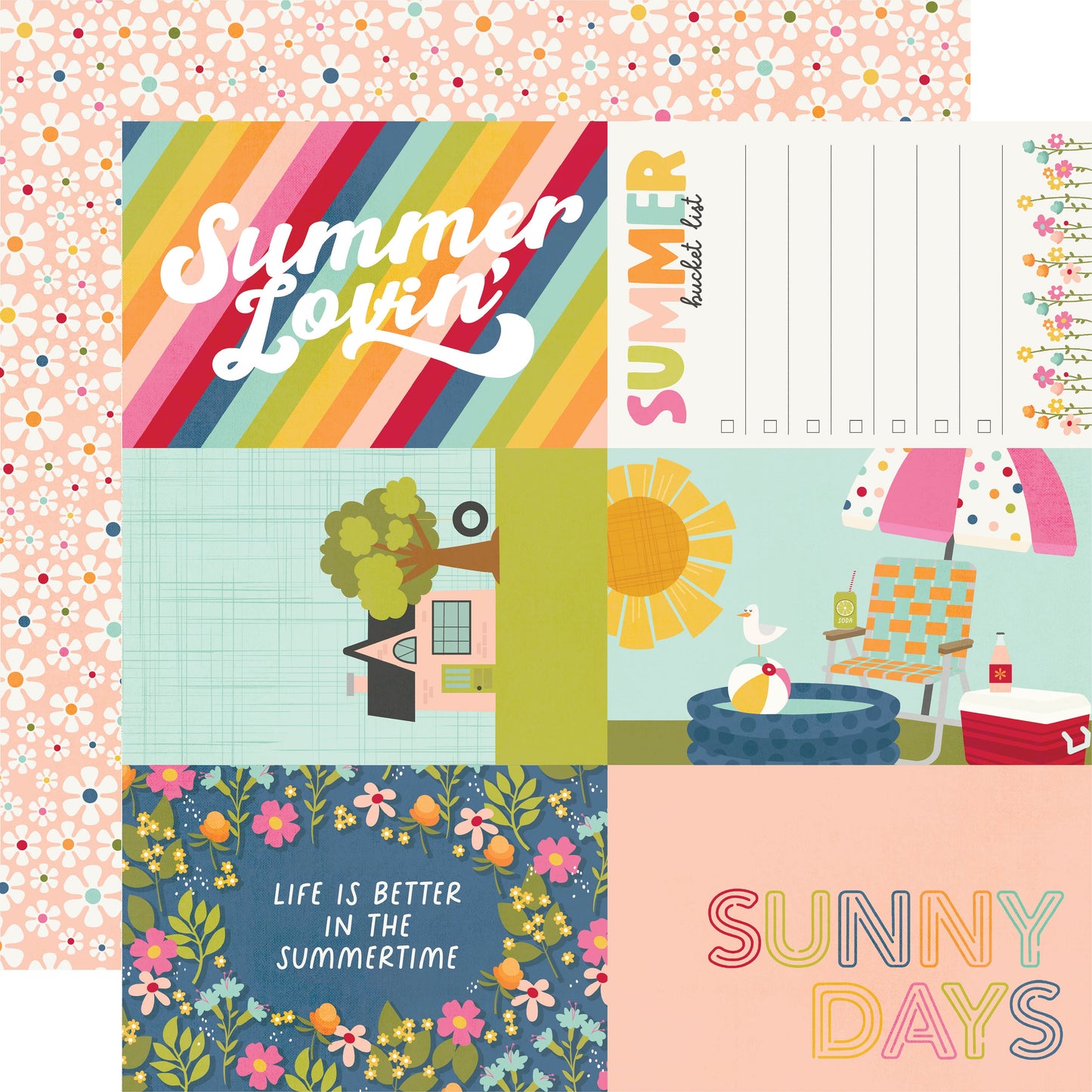 Summer Lovin' Double-Sided Cardstock 12"X12"-4"X6" Elements