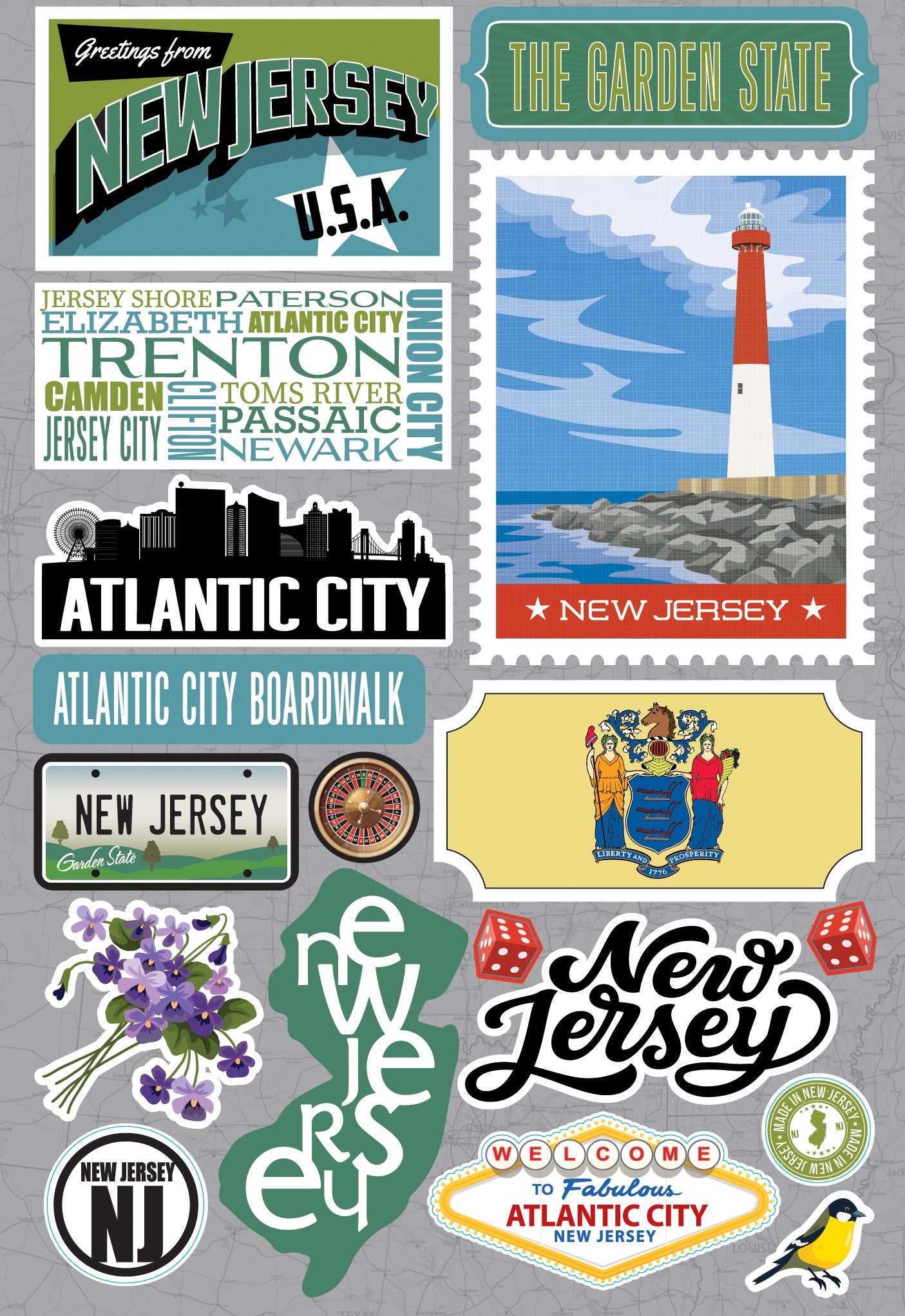 Reminisce Jet Setters 3.0 State Dimensional Stickers-Virginia