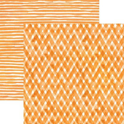 Paper House Double-Sided Cardstock 12"X12"-Orange Watercolor Plaid/Stripes