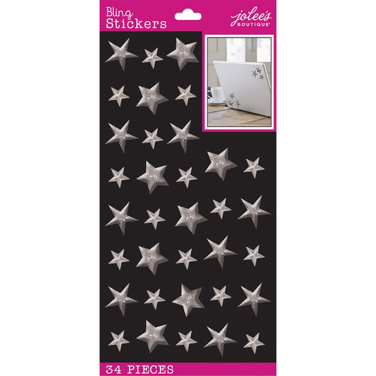 Jolee's Boutique Themed Stickers-Silver Puffy Stars And Gems