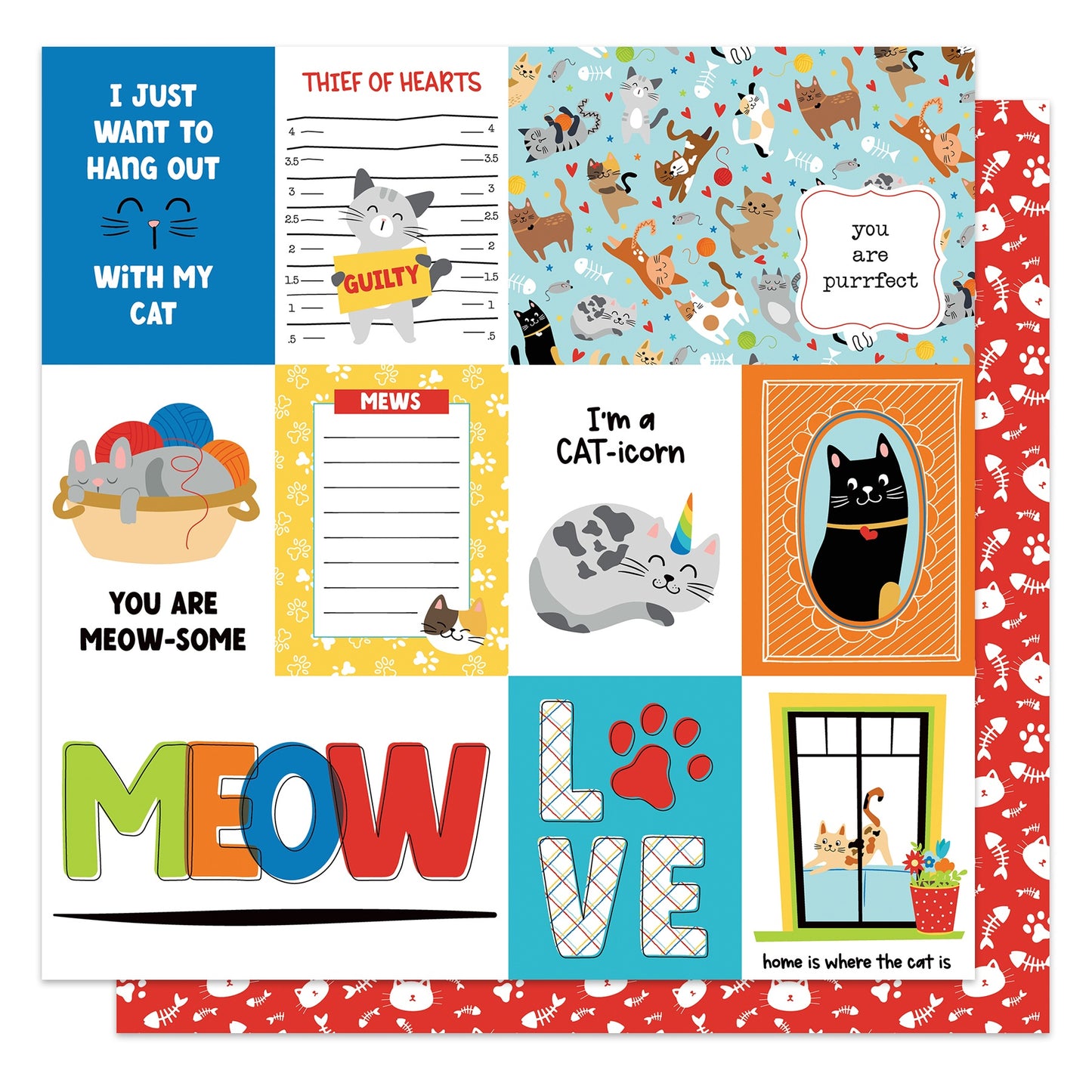 Meow Double-Sided Cardstock 12"X12"-Select Style (Cat)