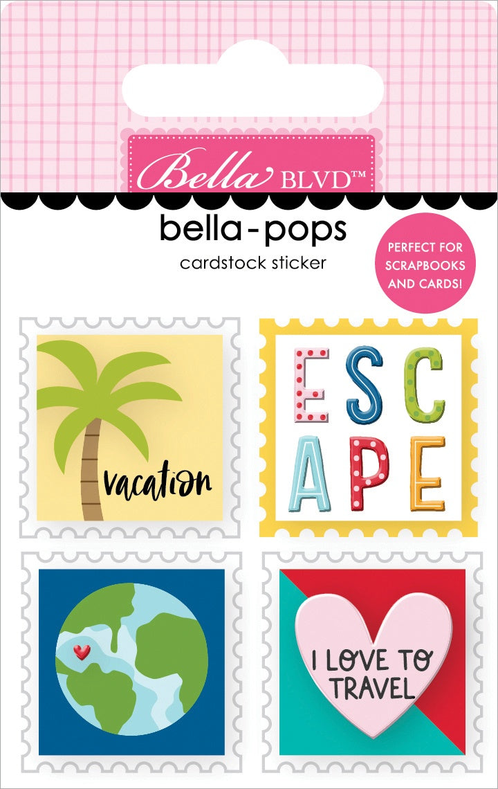 Time To Travel Bella-Pops 3D Stickers-Postage