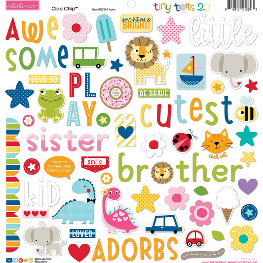 Bella Blvd Chipboard Stickers 12"X12"-Icons, Tiny Tots 2.0