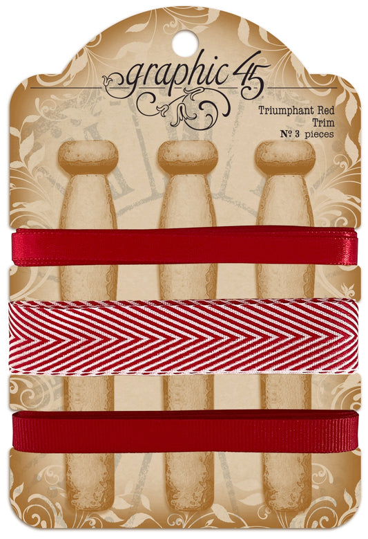 Graphic 45 Staples Embellishment Trim-Triumphant Red