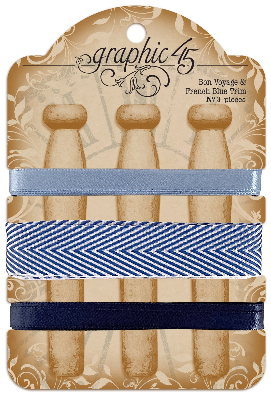 Graphic 45 Staples Embellishment Trim-Bon Voyage & French Blue