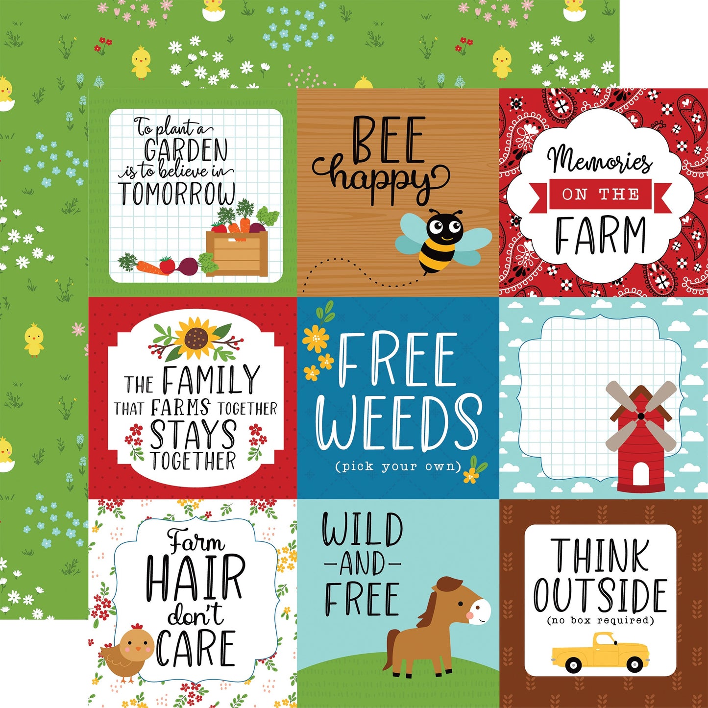 Fun On The Farm Double-Sided Cardstock 12"X12"-Farm Flowers