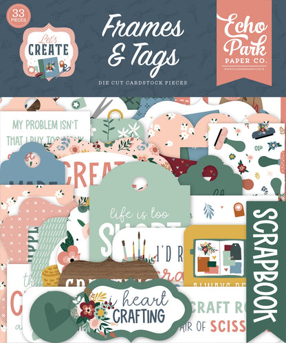 Echo Park Cardstock Ephemera 33/Pkg-Frames & Tags, Let's Create