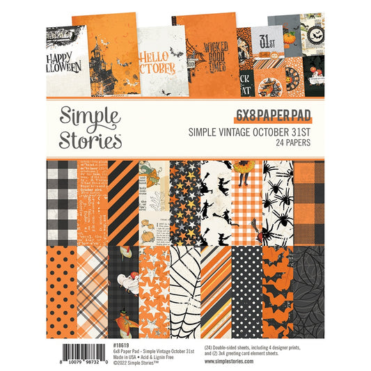 Simple Stories Double-Sided Paper Pad 6"X8" 24/Pkg-Simple Vintage October 31st