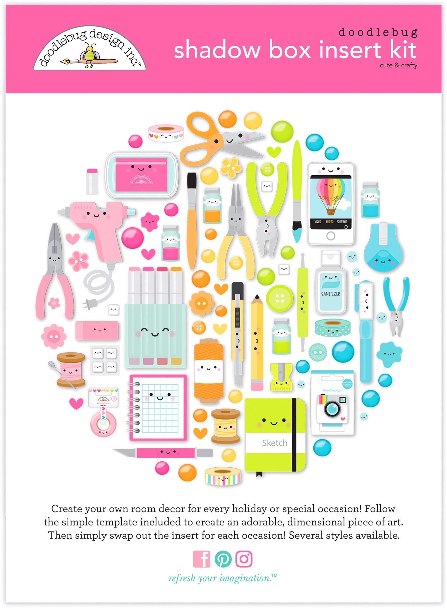 Doodlebug Design Shadow Box Insert Kit-Cute & Crafty