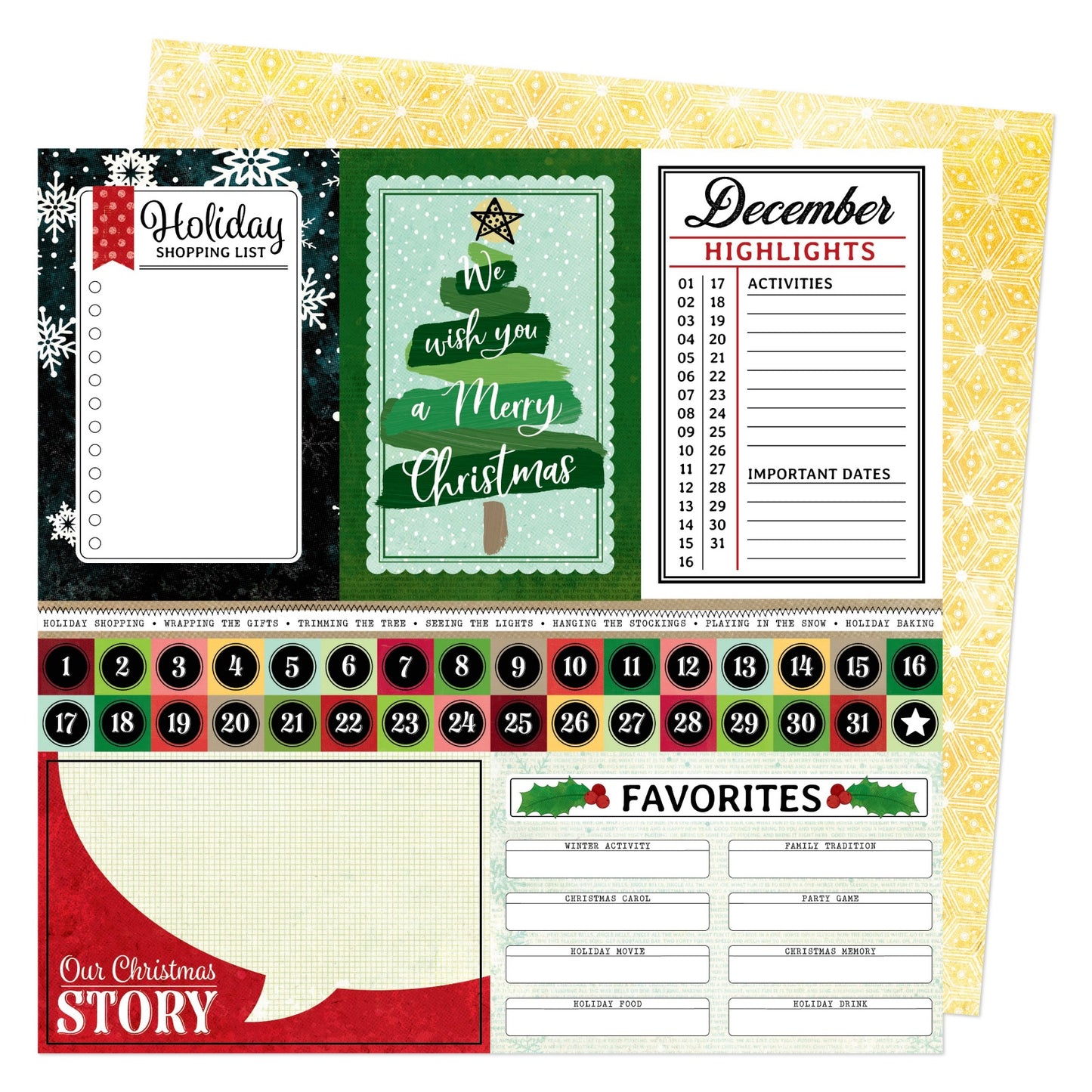 Vicki Boutin Evergreen & Holly Dble-Sided Cardstock 12"X12"-Select Style