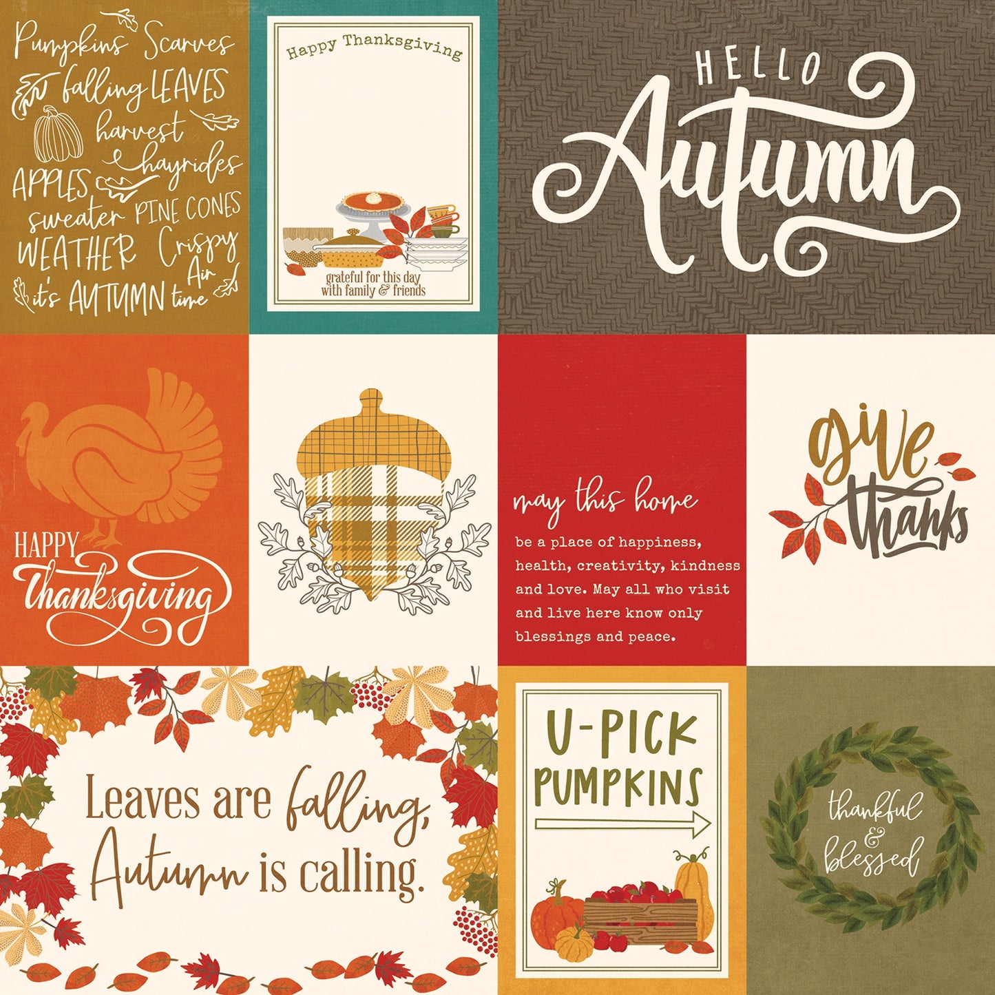 Thankful Double-Sided Cardstock 12"X12"-Select Style