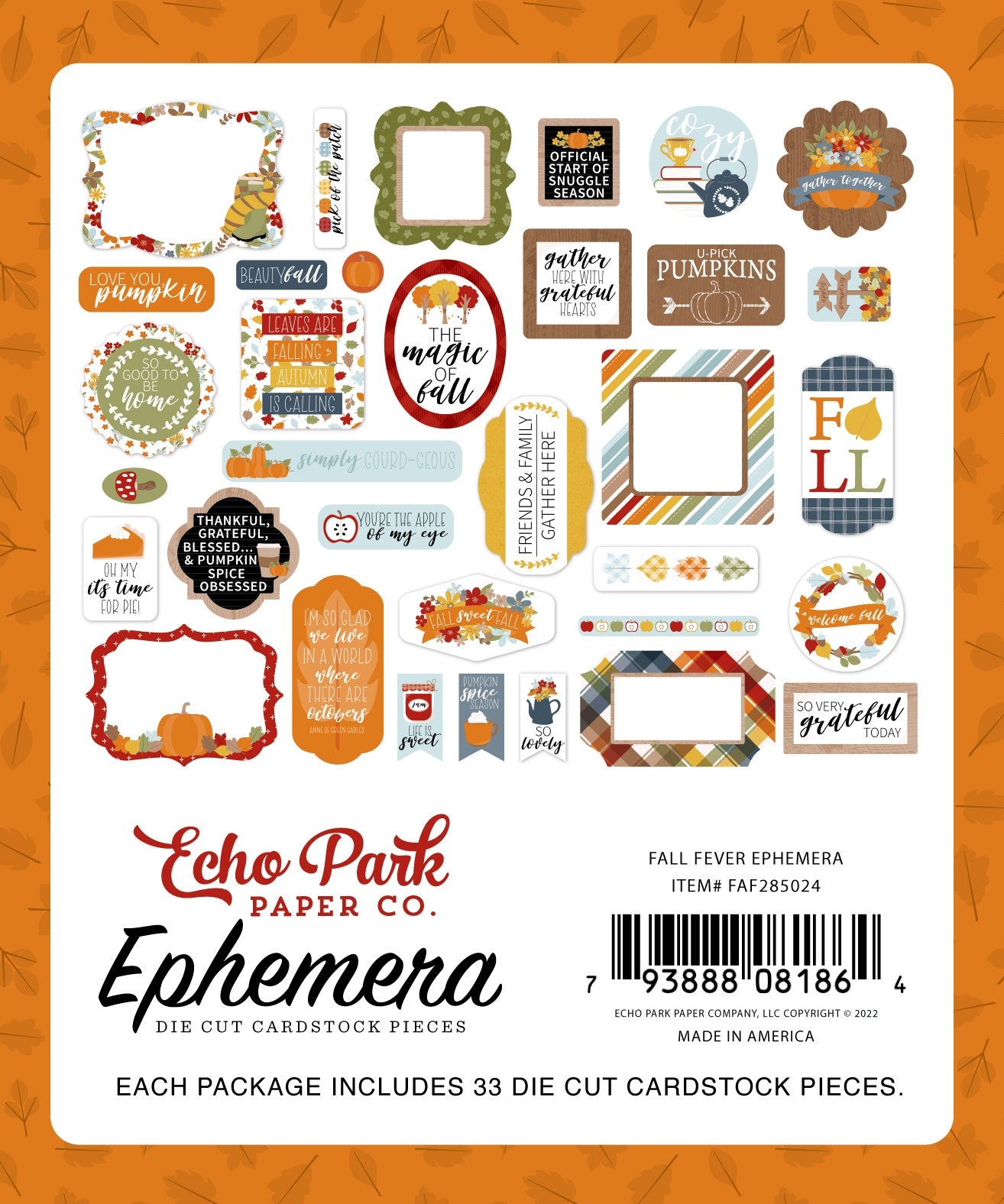 Echo Park Cardstock Ephemera 33/Pkg-Icons, Fall Fever